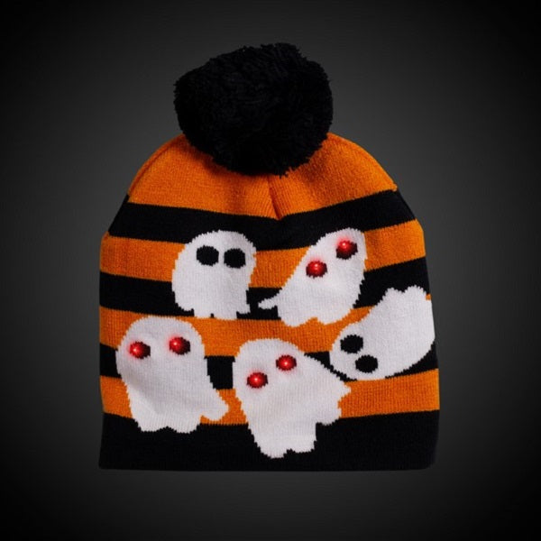Light Up Ghost Knit Hat Beanie