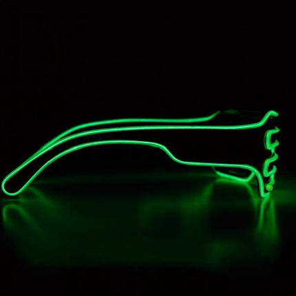 Light Up Green Slotted EL Wire Eyeglasses