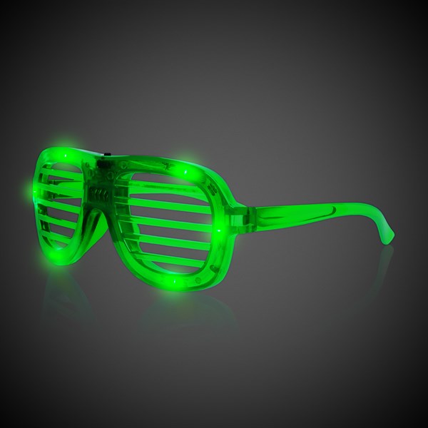 Light Up LED Green Slotted Glasses