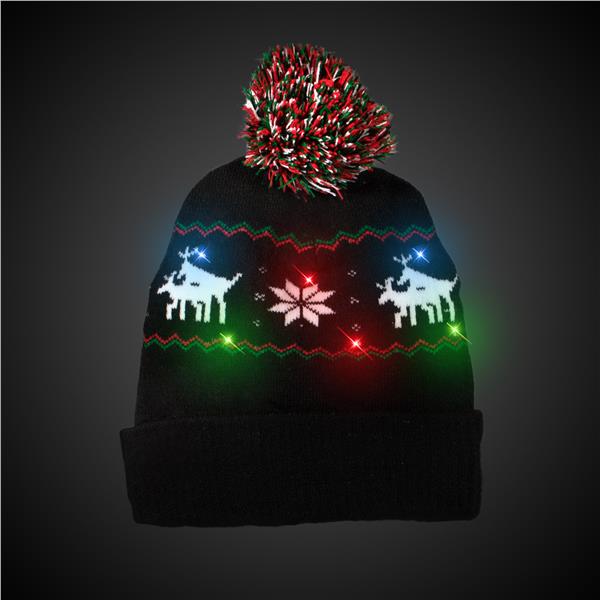 Light Up LED Reindeer Knit Beanie