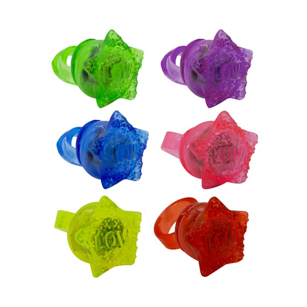 LED Light Up Love Star Jelly Rings