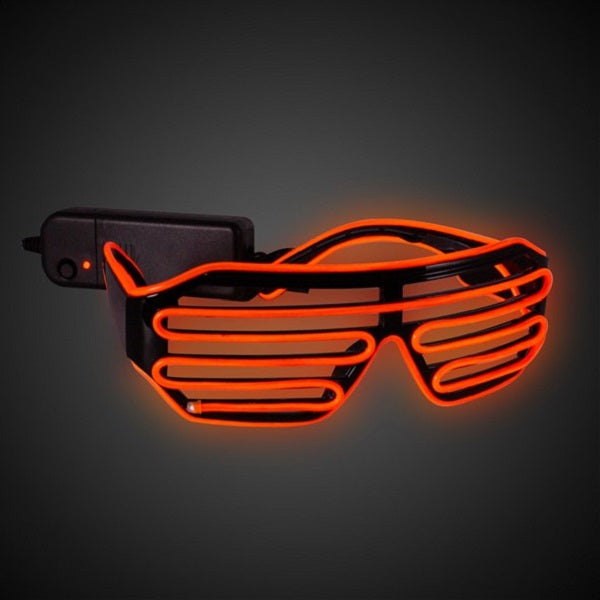 Light Up Orange Slotted EL Wire Eyeglasses