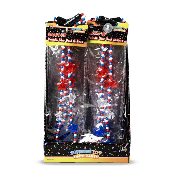 Light Up Patriotic Star Necklaces Retail Counter Display