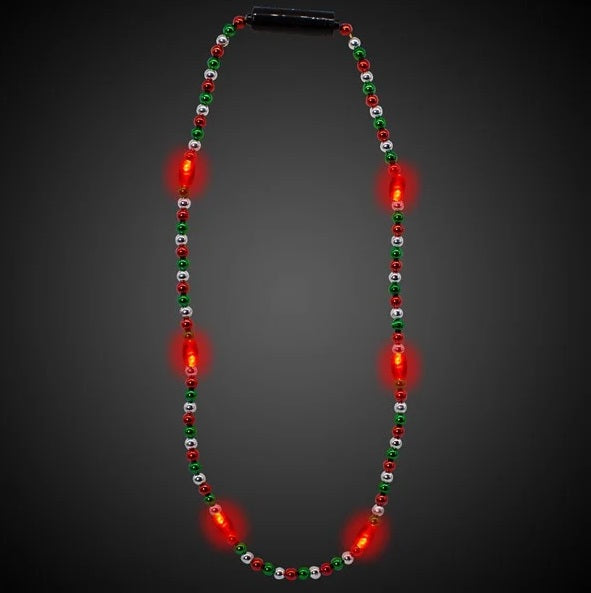 Light Up Red, Green & Silver Bead Necklace