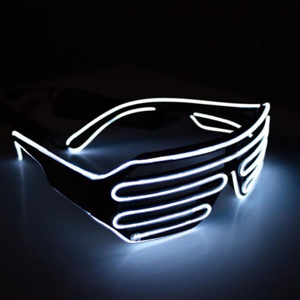 Light Up Slotted White EL Wire Eyeglasses