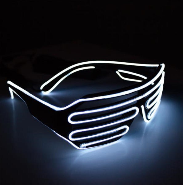 Light Up Slotted White EL Wire Eyeglasses