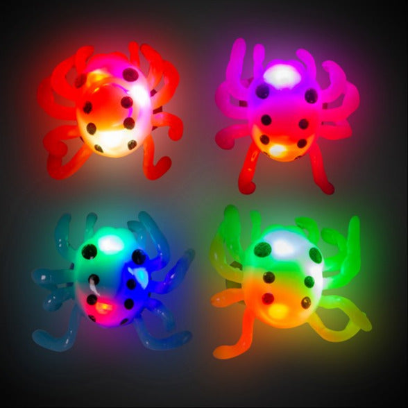LED Light Up Spider Jelly Rings - Assorted Pack of 24