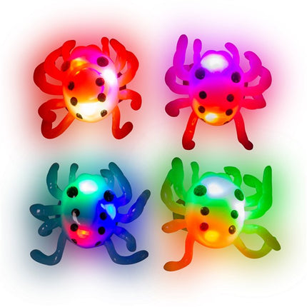 LED Light Up Spider Jelly Rings - Assorted Pack of 24