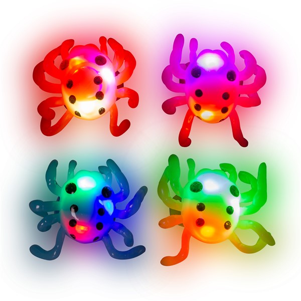 LED Light Up Spider Jelly Rings - Assorted Pack of 24