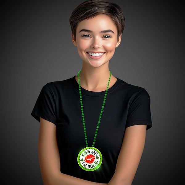Light Up St. Patrick's Day Pendant Beaded Necklaces Retail Display