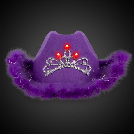 Light Up Tiara Purple Cowboy Hat