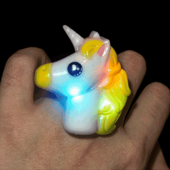 1" Light Up Yellow Unicorn Rings