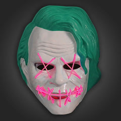 Light up Pink EL Wire Joker Mask