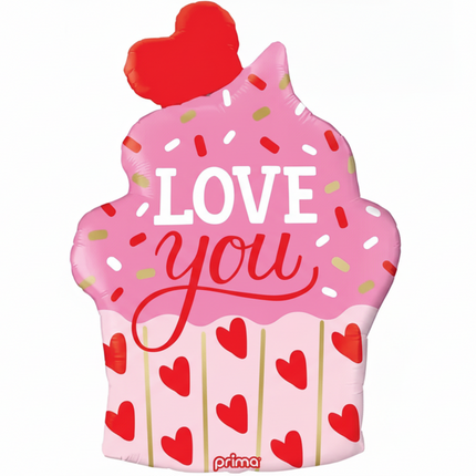 Love you cupcake balloon in a white background