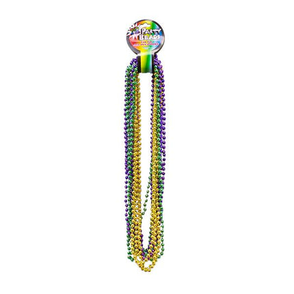 Mardi Gras 7mm Bead 33 Inch Necklaces - Pack of 12