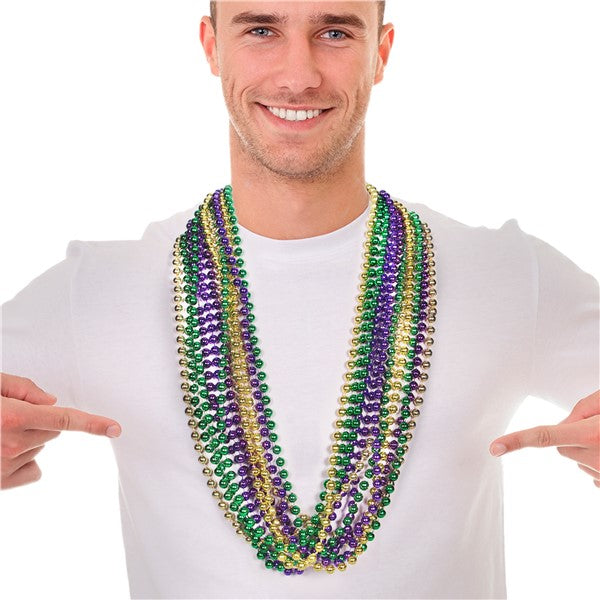 Mardi Gras 7mm Bead 33 Inch Necklaces