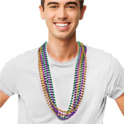 Mardi Gras 7mm Bead Faceted 33 Inch Necklaces