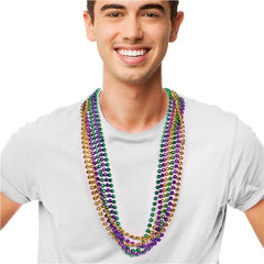 Mardi Gras 7mm Bead Faceted 33 Inch Necklaces
