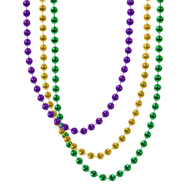 Mardi Gras 7mm Beaded 33 Inch Necklaces