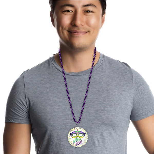 Mardi Gras Mask Medallion Bead Necklaces