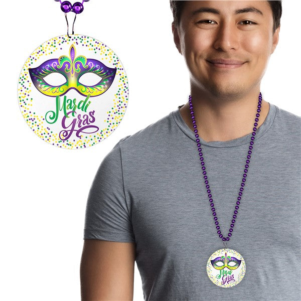 Mardi Gras Mask Medallion Beaded Necklaces