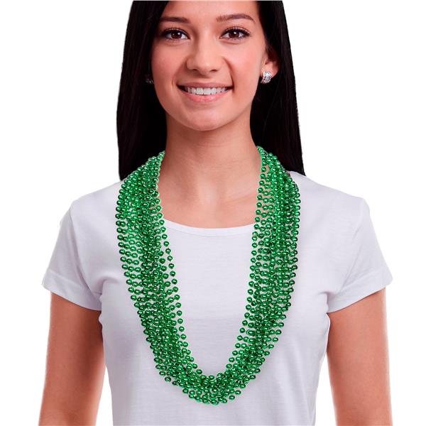 Metallic Green 7mm Bead 33 Inch Necklaces