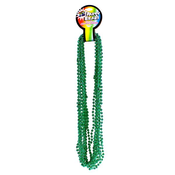 Metallic Green 7mm Bead 33 Inch Necklaces - Pack of 12