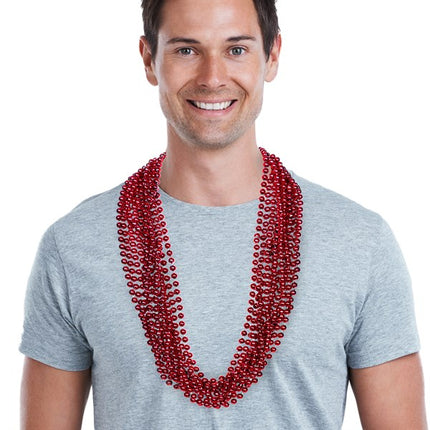 Metallic Red 7mm Bead 33 Inch Necklaces