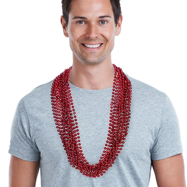 Metallic Red 7mm Bead 33 Inch Necklaces