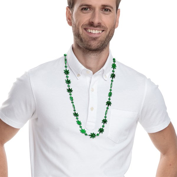 Mini Weed Leaves 33 Inch Beaded Necklaces