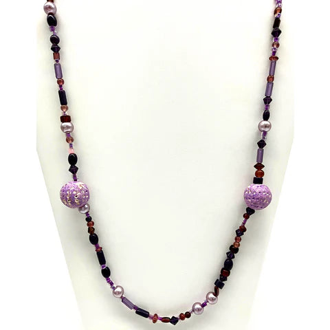 Mixed Purple & Lavender Glass Bead Necklaces