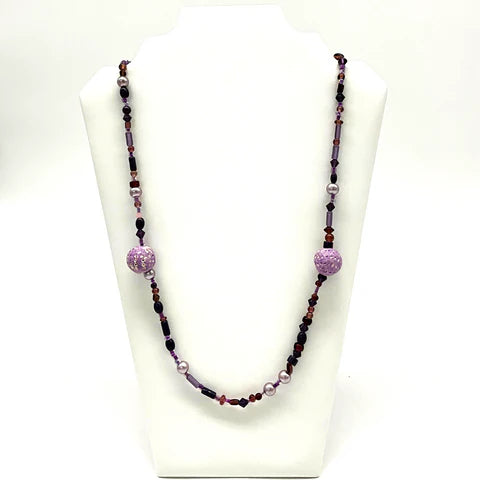 Mixed Purple & Lavender Glass Beaded Necklaces