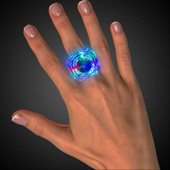 Multi-Color LED Light Up Diamond Rings | PartyGlowz.com