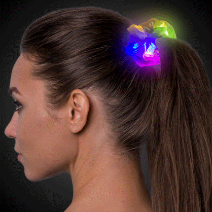 Multi-Color LED Light Up Flashing White Scrunchie