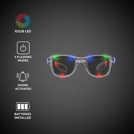 Multi-Color LED Light Up Retro Sunglasses - Details