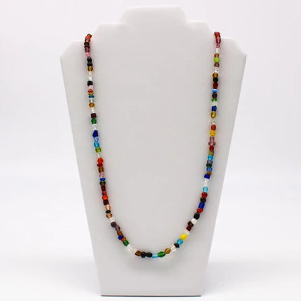 Multi Color Glass Bead 27 Inch Necklace