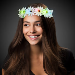 Multi-Color LED Light Up Daisy Flower Halo Headband