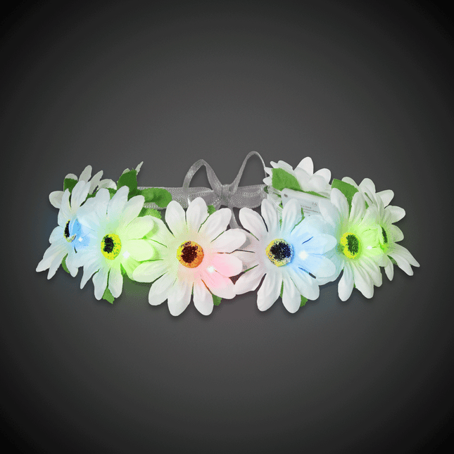 Multi Color LED Light Up Flashing Daisy Flower Halo Headband