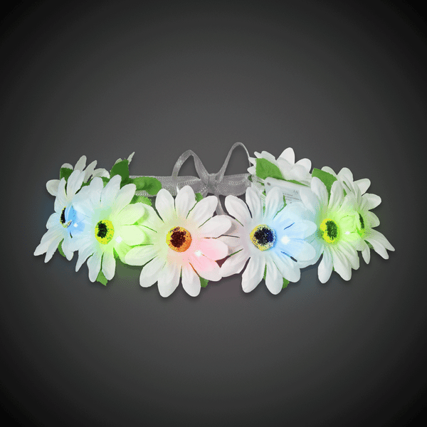 Multi Color LED Light Up Flashing Daisy Flower Halo Headband