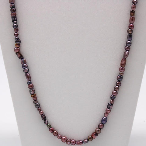 Multi Pearl Silver and Pink Glass Bead 27 Inch Necklaces