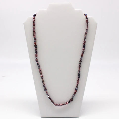 Multi Pearl Silver and Pink Glass Beaded 27 Inch Necklaces