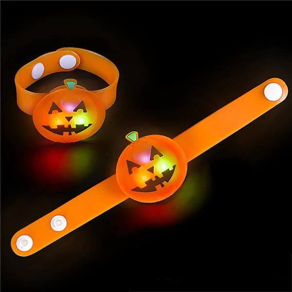 8-1/2 Light Up Jack-O-Lantern Snap Bracelets