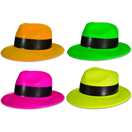 Neon Gangster Fedora Hats 