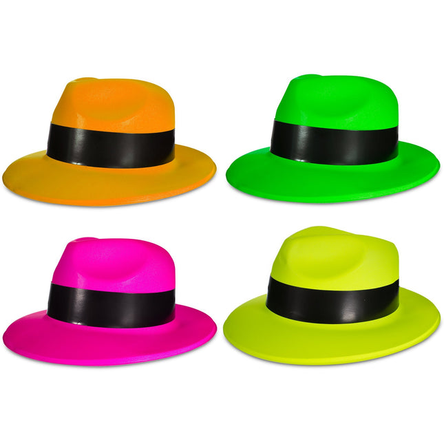 Neon Gangster Fedora Hats 