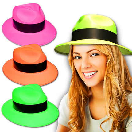 Neon Gangster Fedora Hats 