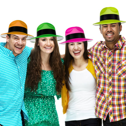 Neon Gangster Fedora Hats 