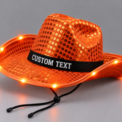 Orange LED Sequin Cowboy Hat