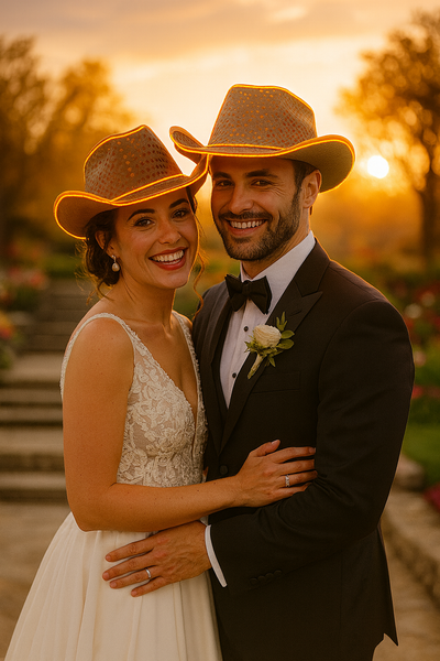 LED Flashing Orange EL Wire Sequin Cowboy Party Hat