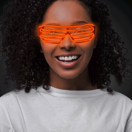 Orange Light Up Flashing EL Wire Sound Activated Slotted Shades