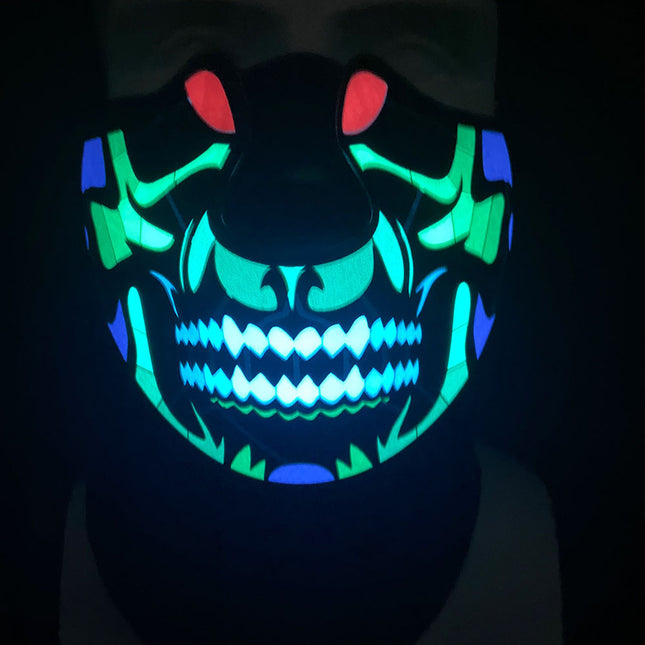 Light up El Wire Scary Teeth Panel Mask